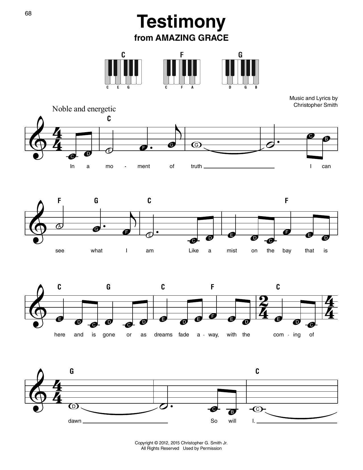 Christopher Smith Testimony (from Amazing Grace) Sheet Music Notes & Chords for Super Easy Piano - Download or Print PDF