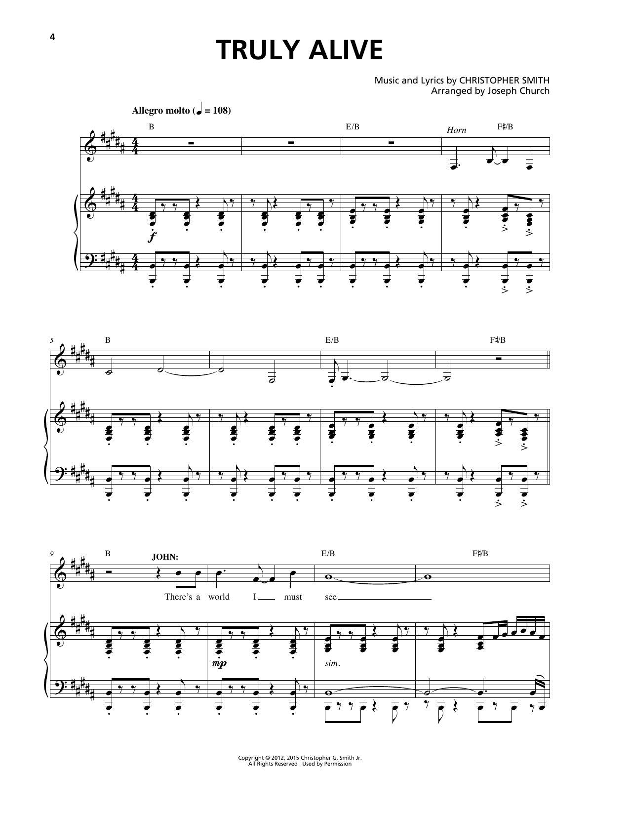 Christopher Smith Truly Alive Sheet Music Notes & Chords for Piano & Vocal - Download or Print PDF