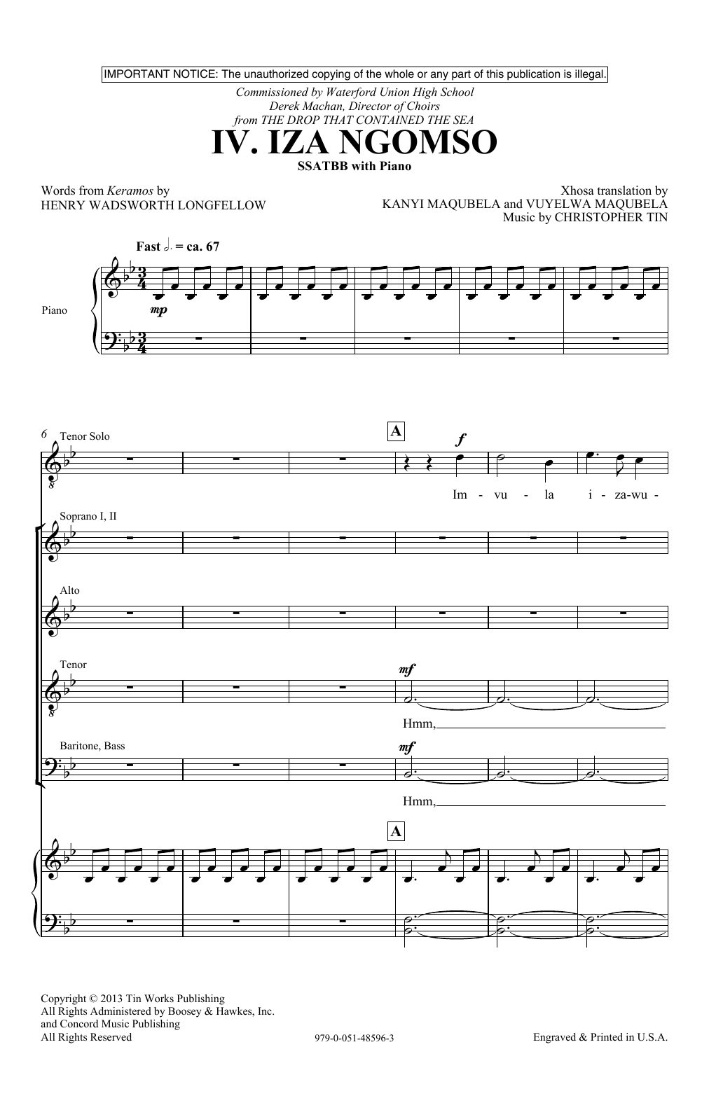 Christopher Tin Iza Ngomso Sheet Music Notes & Chords for SATB Choir - Download or Print PDF