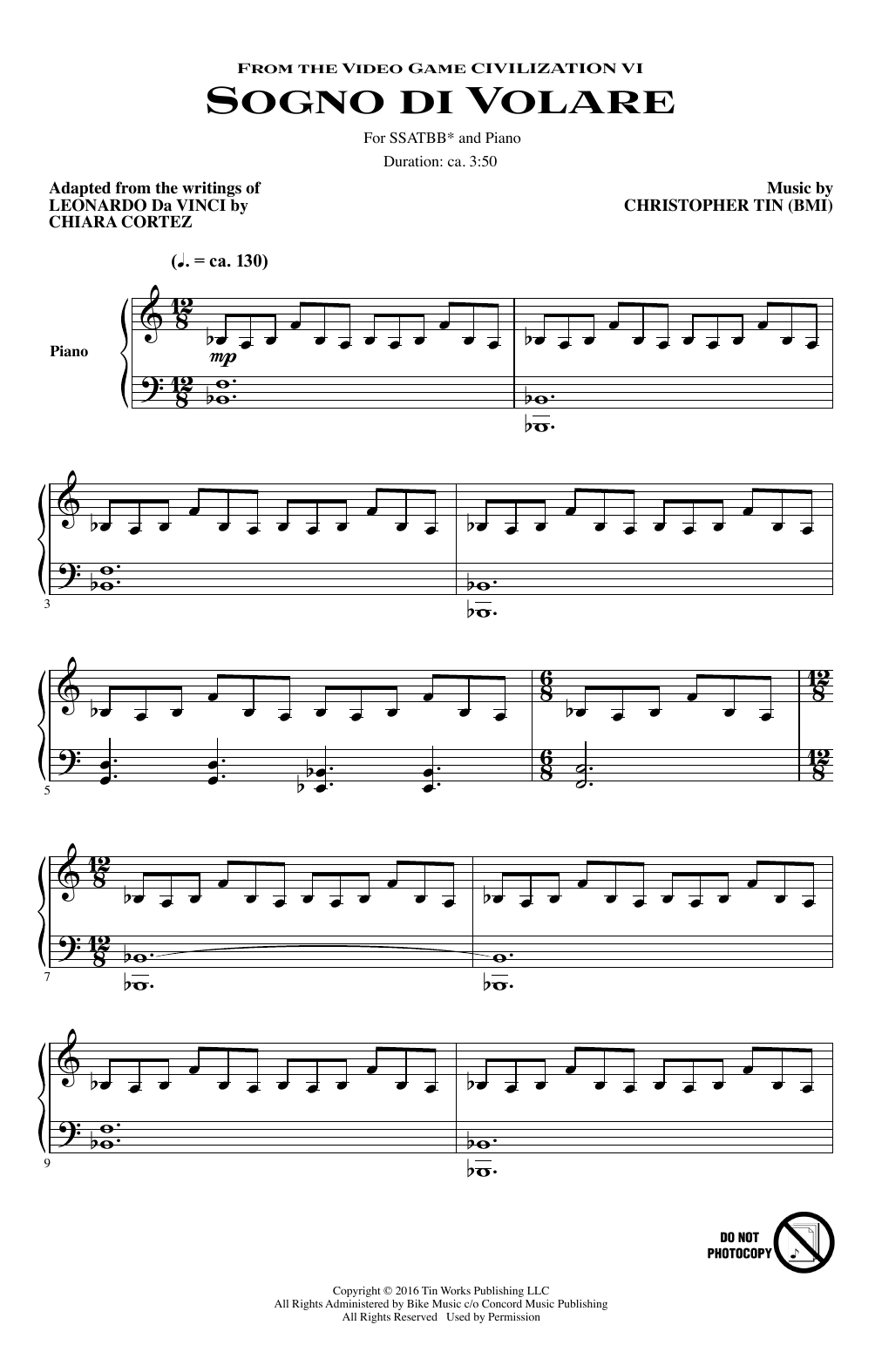 Christopher Tin Sogno Di Volare (from Civilization VI) Sheet Music Notes & Chords for Piano & Vocal - Download or Print PDF