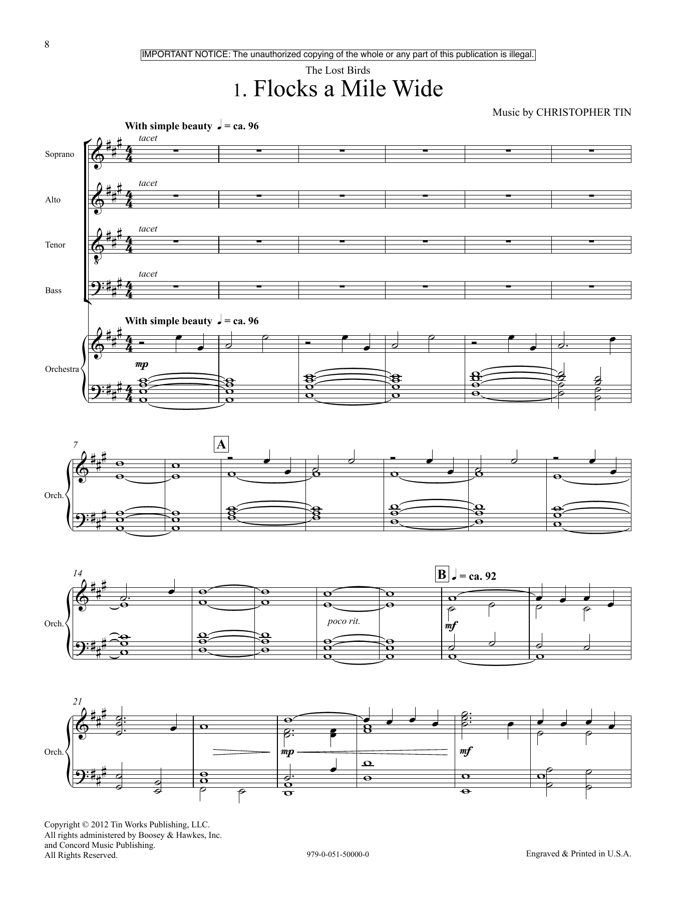 Christopher Tin The Lost Birds Sheet Music Notes & Chords for SATB Choir - Download or Print PDF