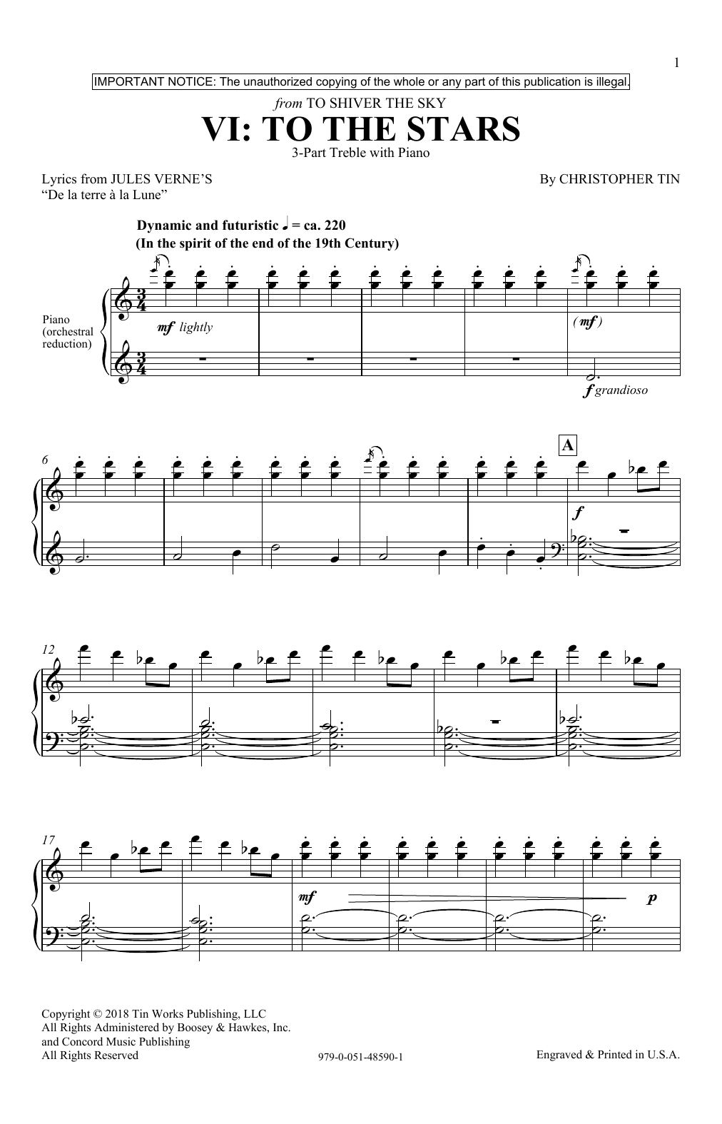 Christopher Tin To The Stars (from To Shiver The Sky) Sheet Music Notes & Chords for 3-Part Treble Choir - Download or Print PDF