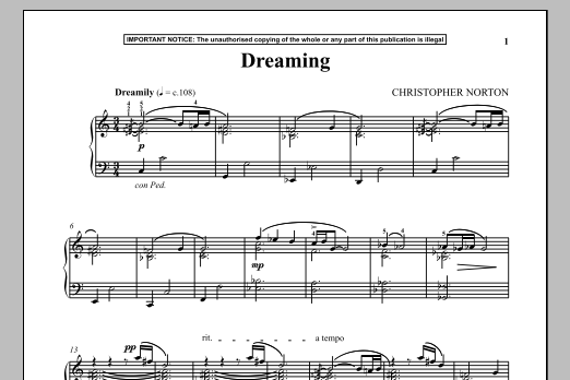 Preview Christopher Norton Dreaming Classical sheet music, notes and chords for Piano, SKU: 90229 Dreaming sheet music
