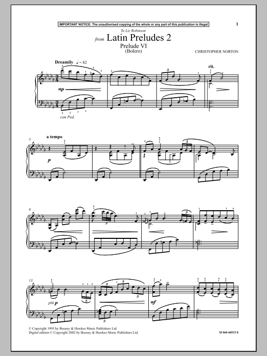Prelude VI (Bolero) (from Latin Preludes 2) sheet music