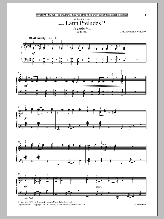 Prelude VII (Samba) (from Latin Preludes 2) sheet music