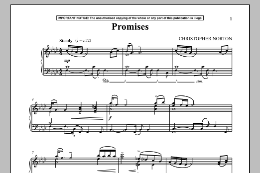 Preview Christopher Norton Promises Classical sheet music, notes and chords for Piano, SKU: 90279 Promises sheet music