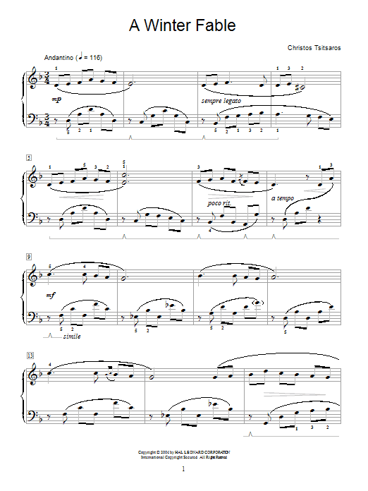 Christos Tsitsaros A Winter Fable Sheet Music Notes & Chords for Educational Piano - Download or Print PDF