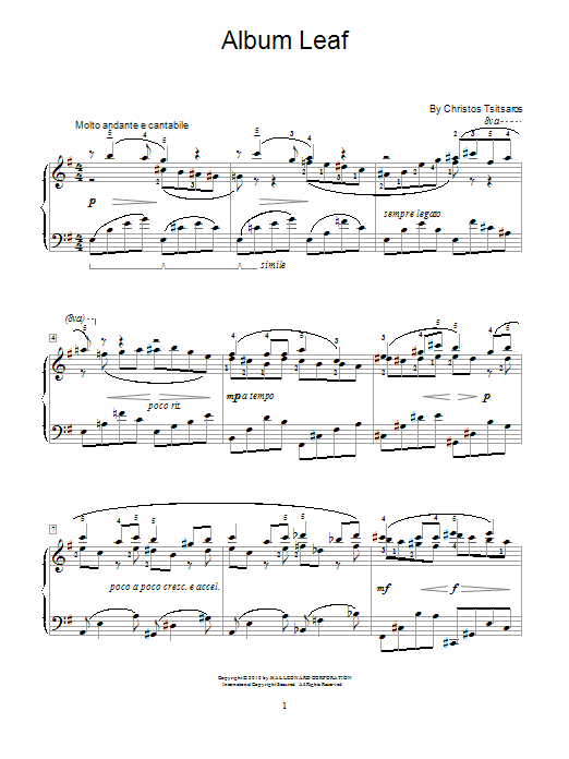 Christos Tsitsaros Album Leaf Sheet Music Notes & Chords for Educational Piano - Download or Print PDF