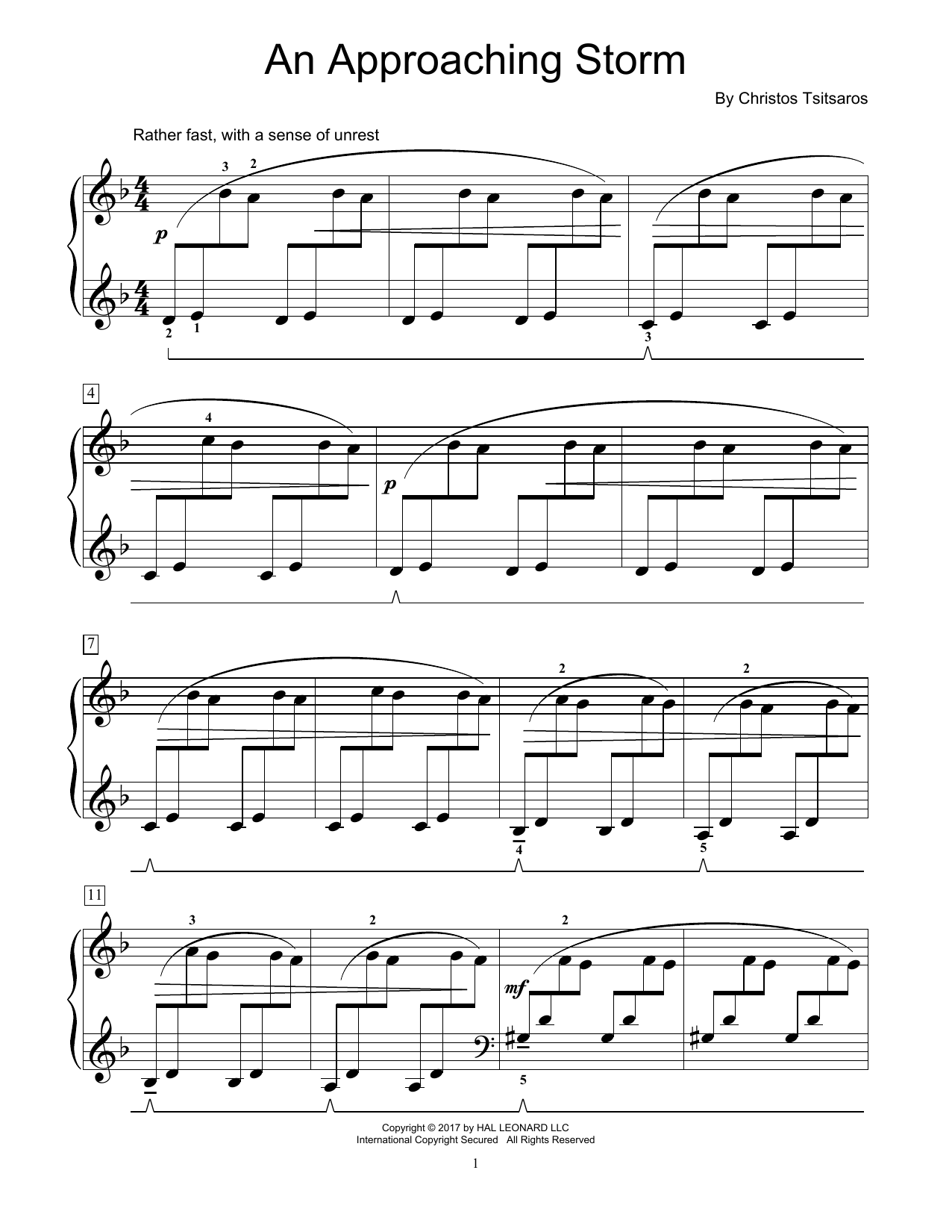 Christos Tsitsaros An Approaching Storm Sheet Music Notes & Chords for Educational Piano - Download or Print PDF