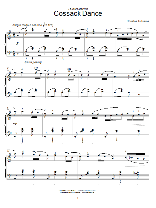 Christos Tsitsaros Cossack Dance Sheet Music Notes & Chords for Educational Piano - Download or Print PDF