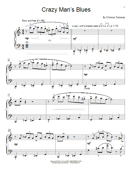 Christos Tsitsaros Crazy Man's Blues Sheet Music Notes & Chords for Educational Piano - Download or Print PDF