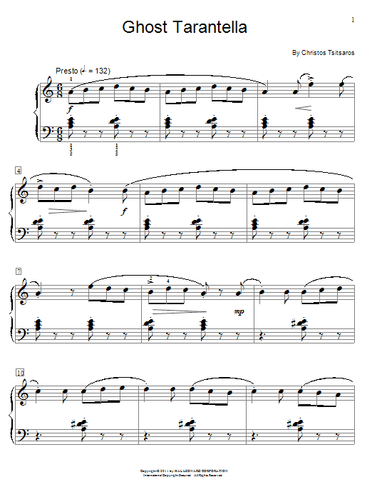 Christos Tsitsaros Ghost Tarantella Sheet Music Notes & Chords for Educational Piano - Download or Print PDF