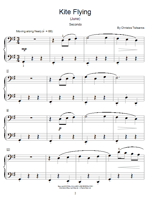 Christos Tsitsaros Kite Flying (June) Sheet Music Notes & Chords for Piano Duet - Download or Print PDF