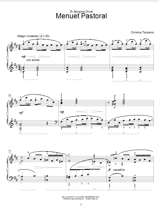 Christos Tsitsaros Menuet Pastoral Sheet Music Notes & Chords for Educational Piano - Download or Print PDF