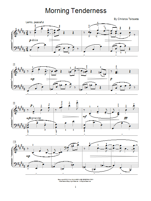 Christos Tsitsaros Morning Tenderness Sheet Music Notes & Chords for Educational Piano - Download or Print PDF