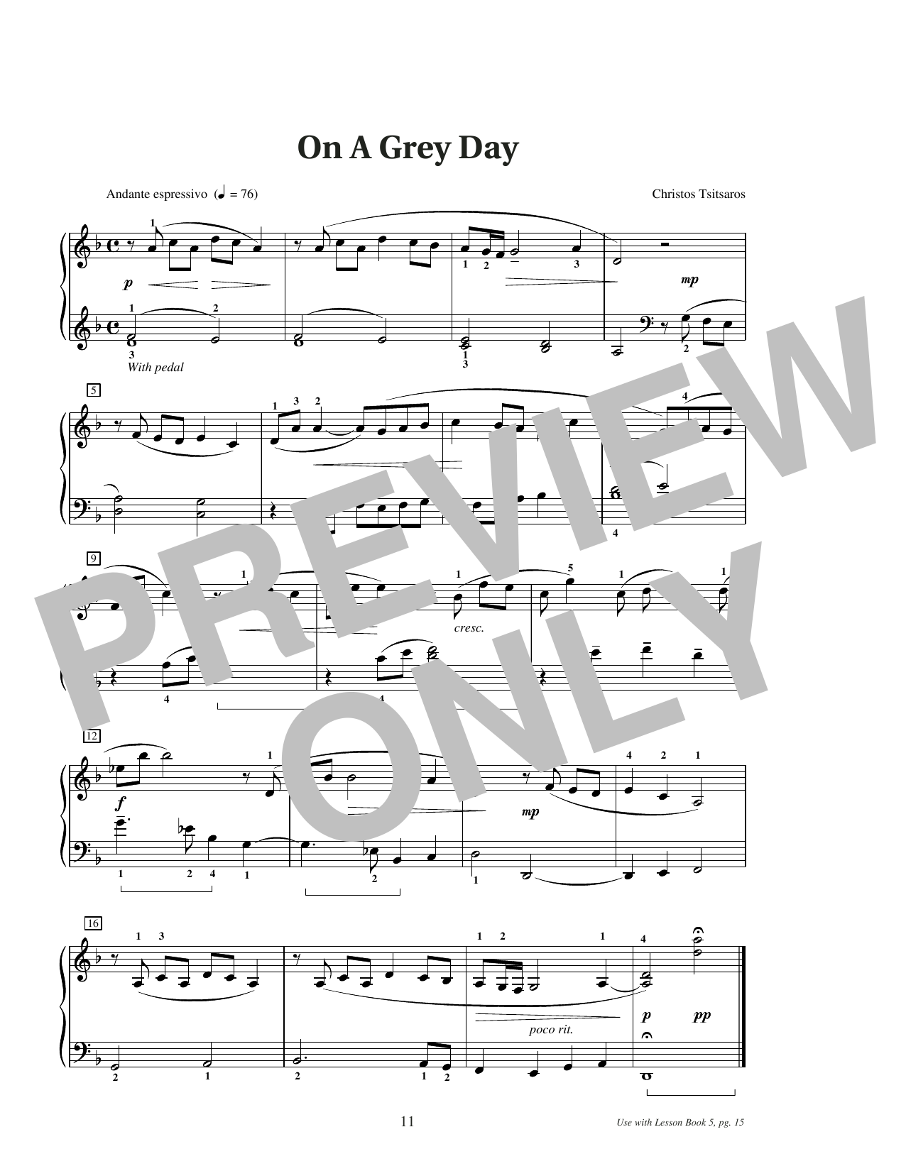 Christos Tsitsaros On A Grey Day Sheet Music Notes & Chords for Educational Piano - Download or Print PDF Christos Tsitsaros On A Grey Day Sheet Music Notes & Chords for Educational Piano - Download or Print PDF