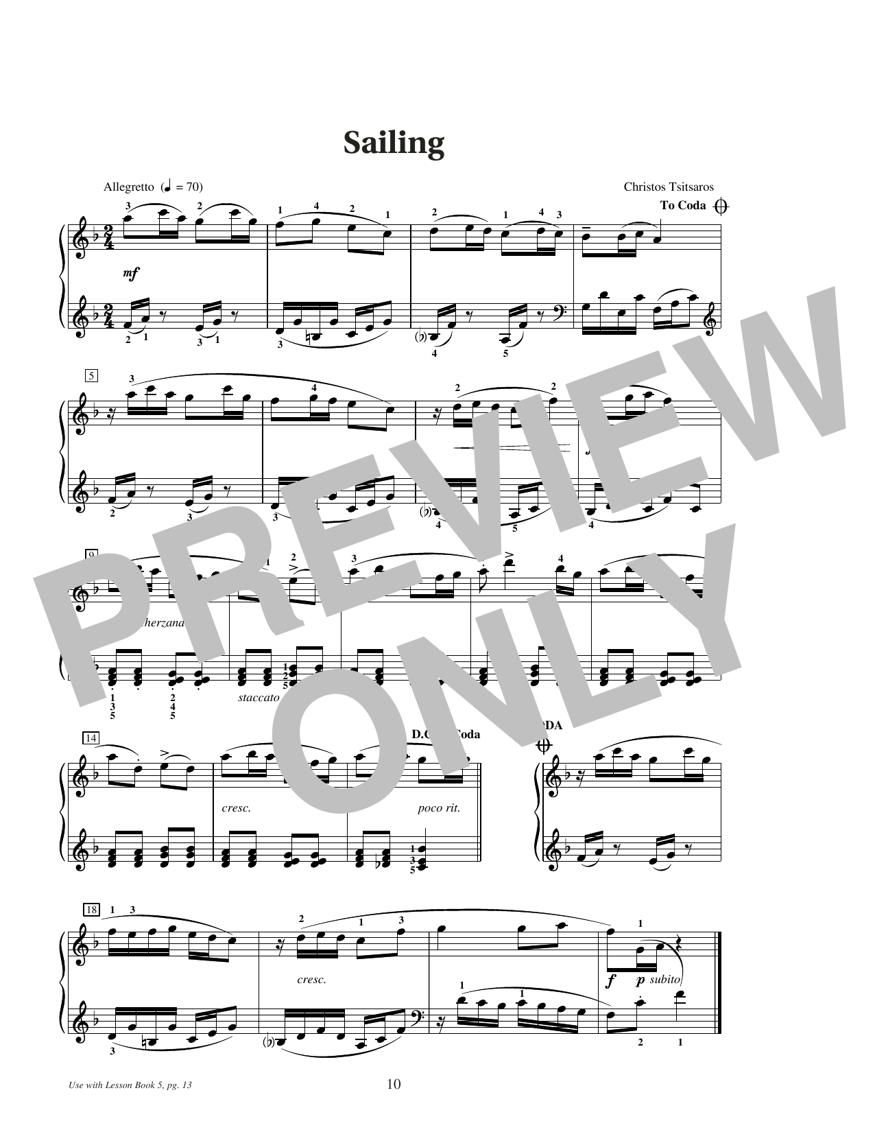 Christos Tsitsaros Sailing Sheet Music Notes & Chords for Educational Piano - Download or Print PDF Christos Tsitsaros Sailing Sheet Music Notes & Chords for Educational Piano - Download or Print PDF