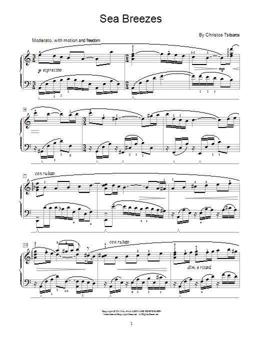 Christos Tsitsaros Sea Breezes Sheet Music Notes & Chords for Educational Piano - Download or Print PDF
