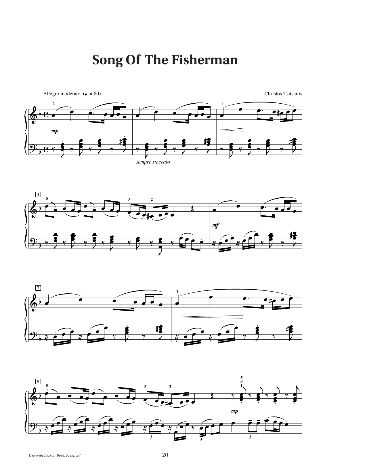 Christos Tsitsaros Song Of The Fisherman Sheet Music Notes & Chords for Educational Piano - Download or Print PDF Christos Tsitsaros Song Of The Fisherman Sheet Music Notes & Chords for Educational Piano - Download or Print PDF