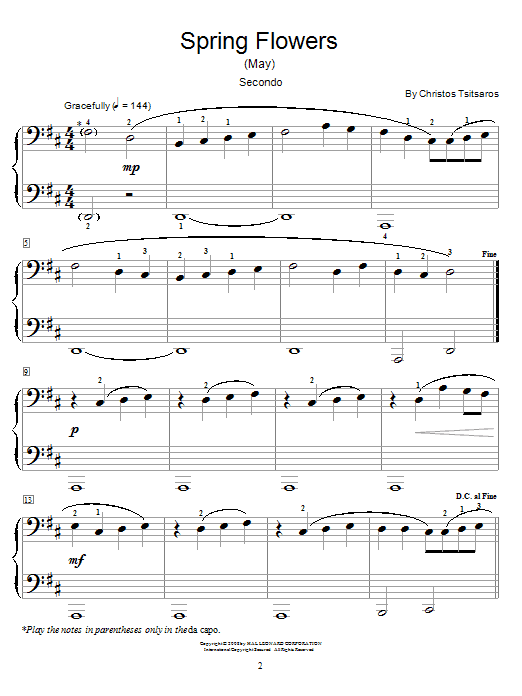 Christos Tsitsaros Spring Flowers (May) Sheet Music Notes & Chords for Piano Duet - Download or Print PDF