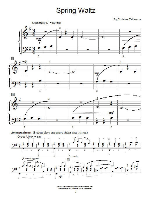 Christos Tsitsaros Spring Waltz Sheet Music Notes & Chords for Educational Piano - Download or Print PDF