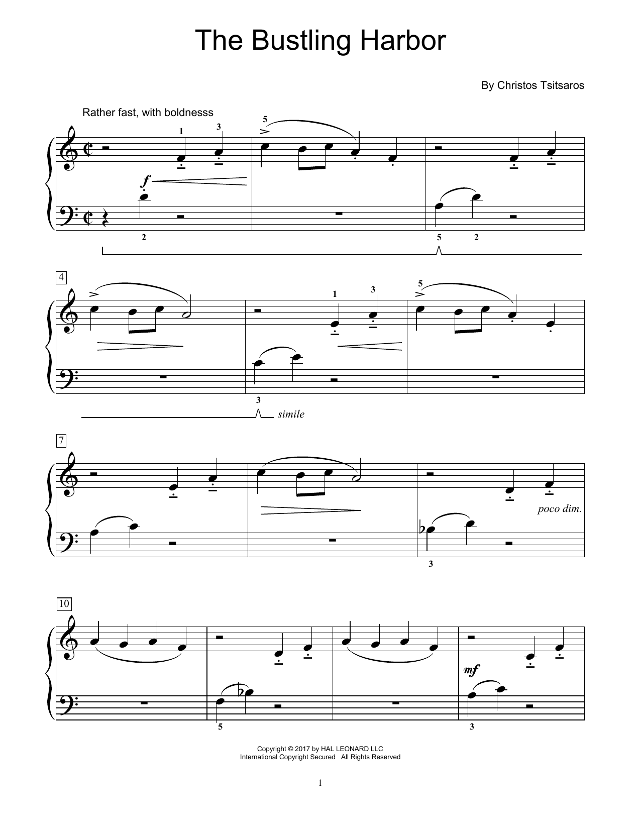 Christos Tsitsaros The Bustling Harbor Sheet Music Notes & Chords for Educational Piano - Download or Print PDF