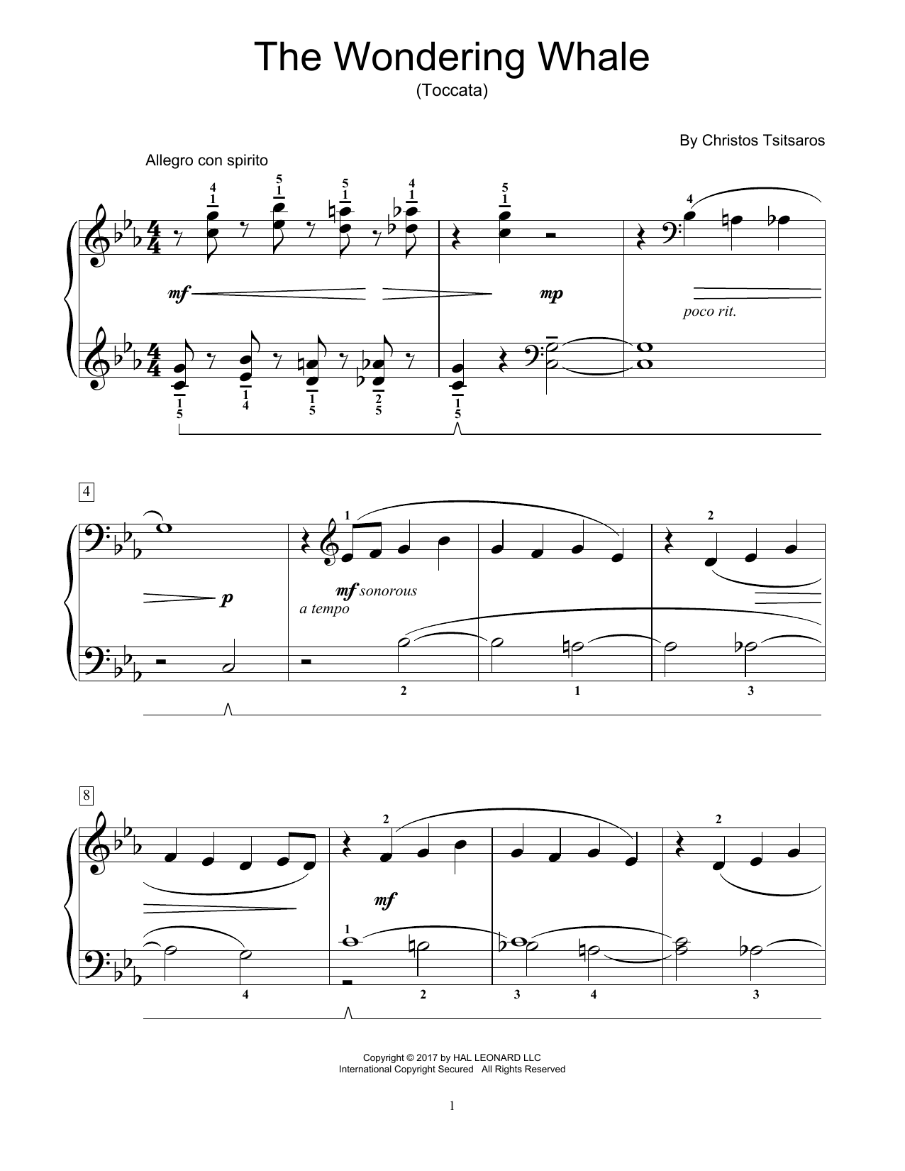 Christos Tsitsaros The Wondering Whale (Toccata) Sheet Music Notes & Chords for Educational Piano - Download or Print PDF