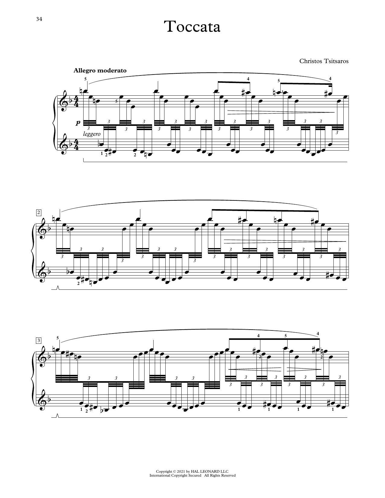 Christos Tsitsaros Toccata Sheet Music Notes & Chords for Educational Piano - Download or Print PDF