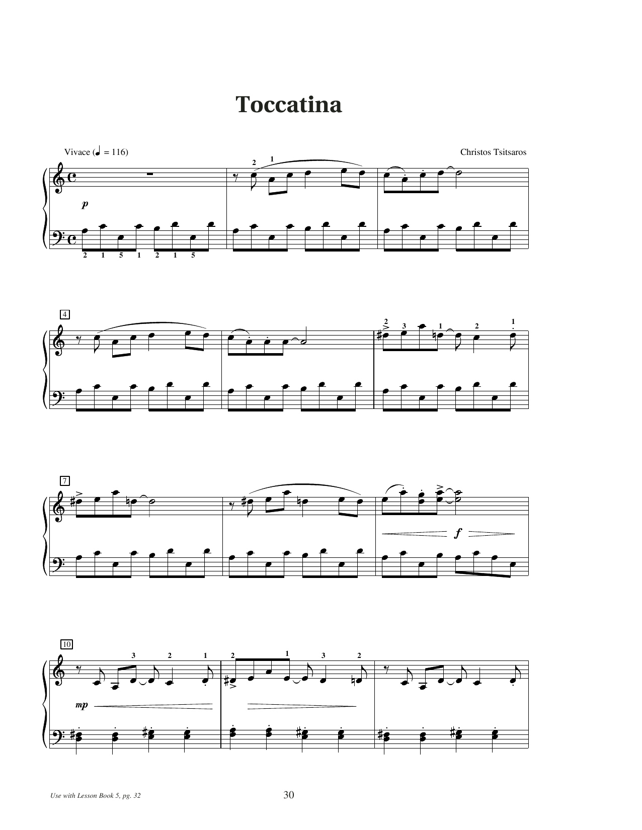 Christos Tsitsaros Toccatina Sheet Music Notes & Chords for Educational Piano - Download or Print PDF Christos Tsitsaros Toccatina Sheet Music Notes & Chords for Educational Piano - Download or Print PDF