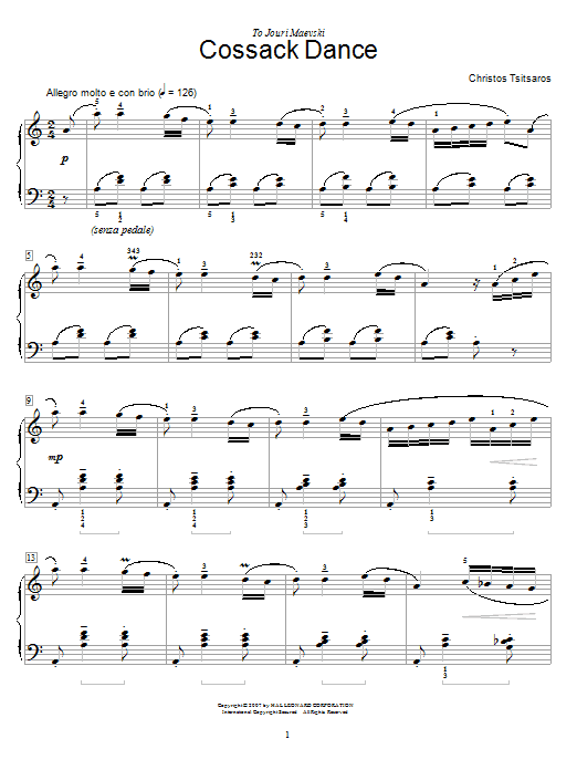 Preview Christos Tsitsaros Cossack Dance World sheet music, notes and chords for Educational Piano, SKU: 58733 Cossack Dance sheet music