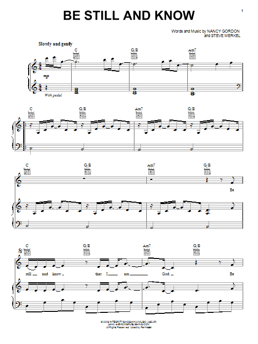 Christy Nockels Be Still And Know Sheet Music Notes & Chords for Piano, Vocal & Guitar (Right-Hand Melody) - Download or Print PDF