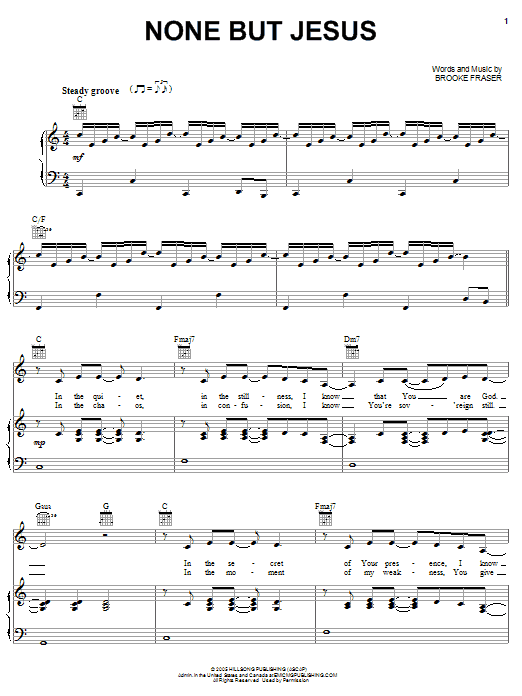 Christy Nockels None But Jesus Sheet Music Notes & Chords for Piano, Vocal & Guitar (Right-Hand Melody) - Download or Print PDF