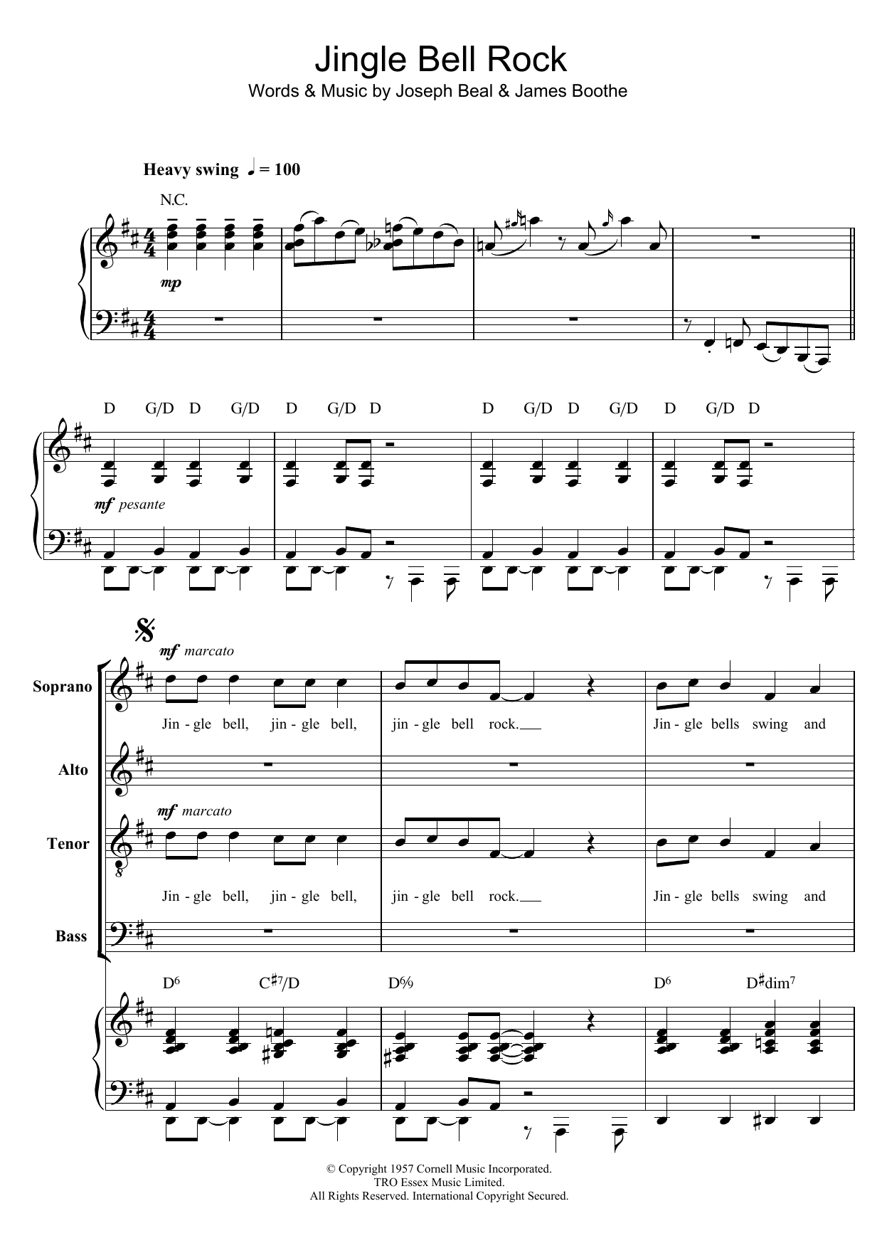 Chubby Checker Jingle Bell Rock (arr. Berty Rice) Sheet Music Notes & Chords for SATB - Download or Print PDF
