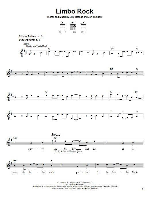 Chubby Checker Limbo Rock Sheet Music Notes & Chords for Ukulele - Download or Print PDF