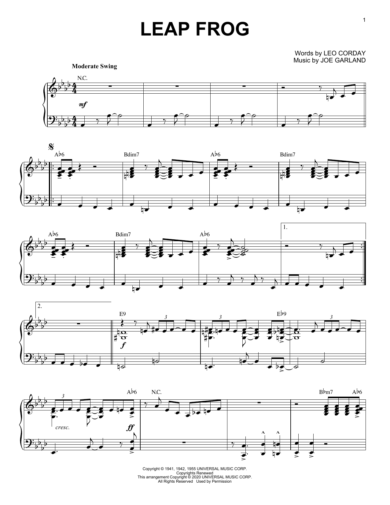 Chuck Alaimo Quartet Leap Frog [Jazz version] (arr. Brent Edstrom) Sheet Music Notes & Chords for Piano Solo - Download or Print PDF