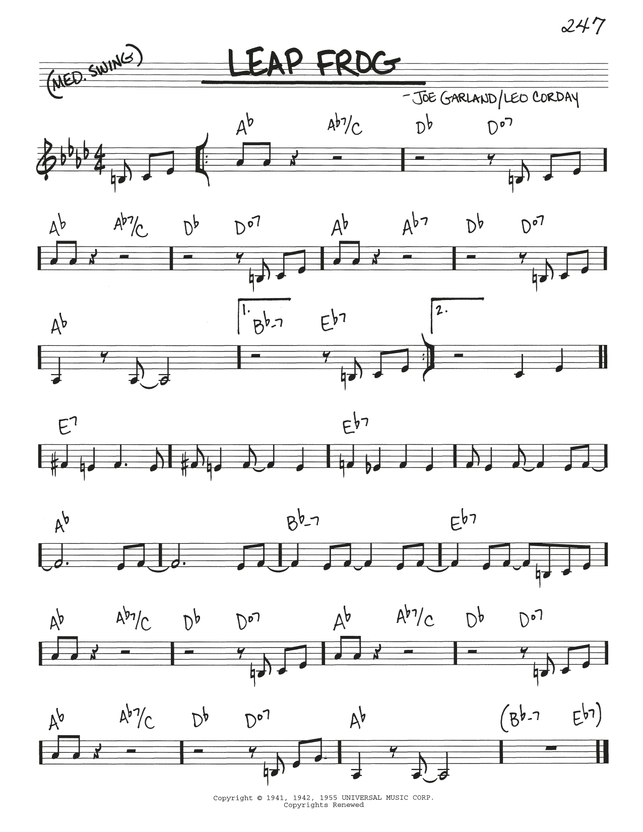 Chuck Alaimo Quartet Leap Frog Sheet Music Notes & Chords for Real Book – Melody & Chords - Download or Print PDF