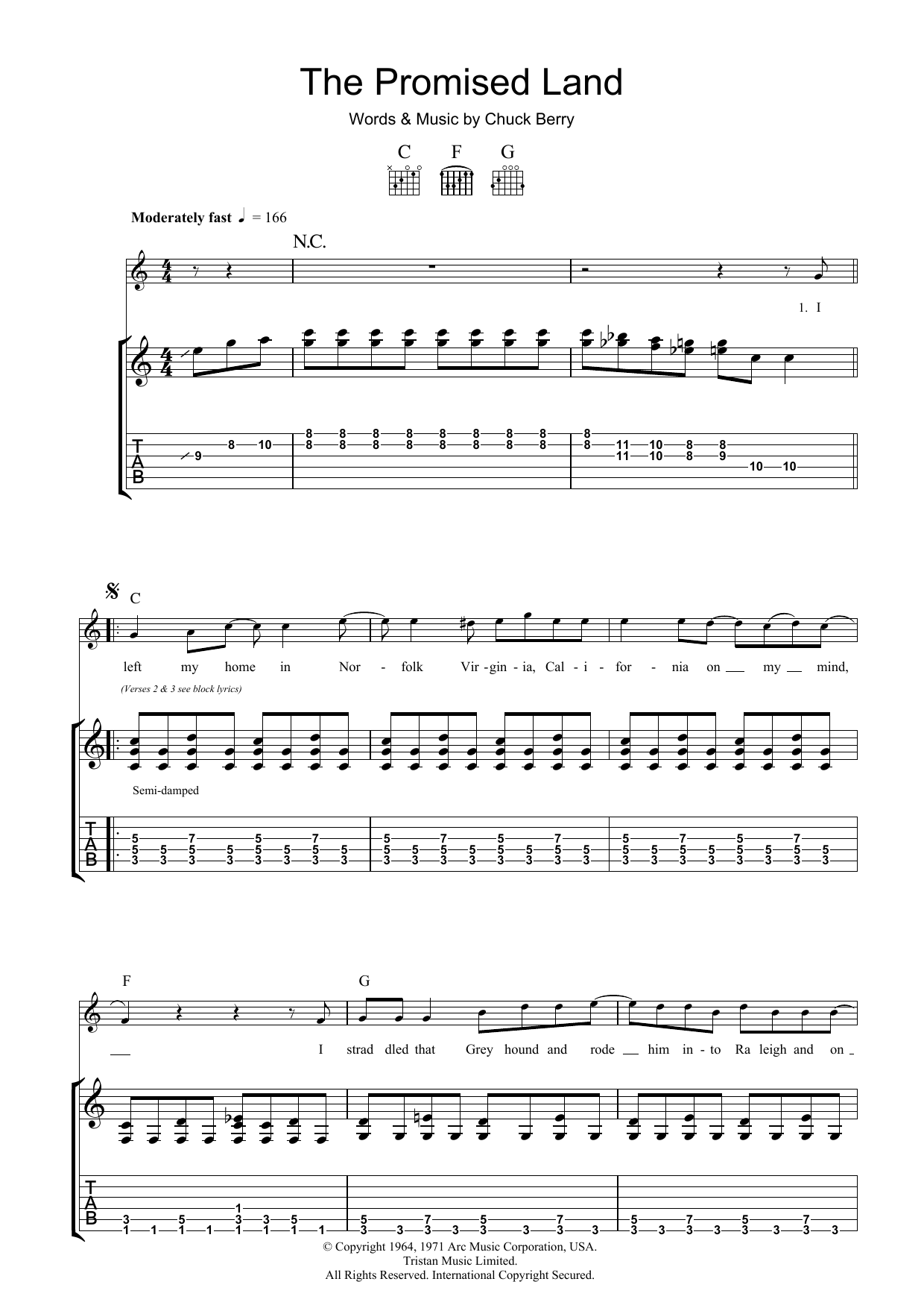 Chuck Berry The Promised Land Sheet Music Notes & Chords for Guitar Tab - Download or Print PDF