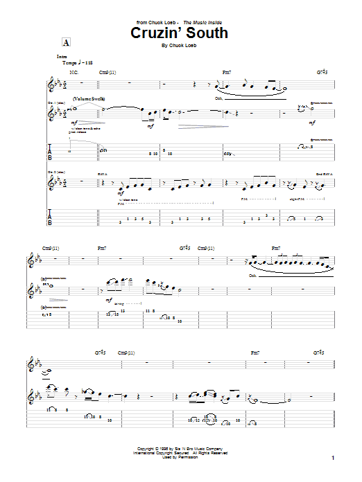 Chuck Loeb Cruzin' South Sheet Music Notes & Chords for Guitar Tab - Download or Print PDF