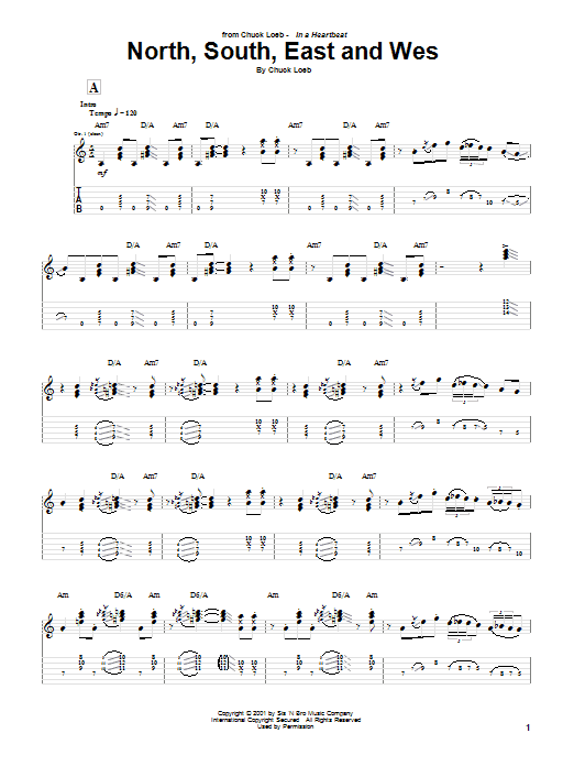 Chuck Loeb North, South, East And Wes Sheet Music Notes & Chords for Guitar Tab - Download or Print PDF