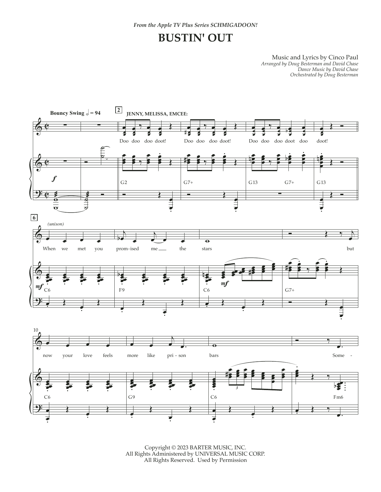 Cinco Paul Bustin' Out (from Schmigadoon! Season 2) Sheet Music Notes & Chords for Piano & Vocal - Download or Print PDF