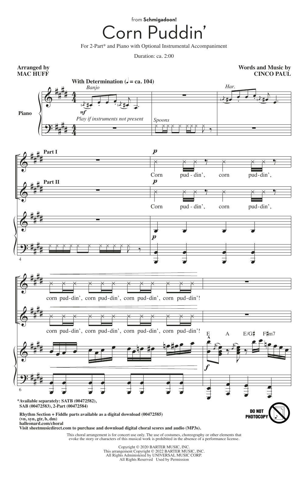 Cinco Paul Corn Puddin' (from Schmigadoon!) (arr. Mac Huff) Sheet Music Notes & Chords for SAB Choir - Download or Print PDF