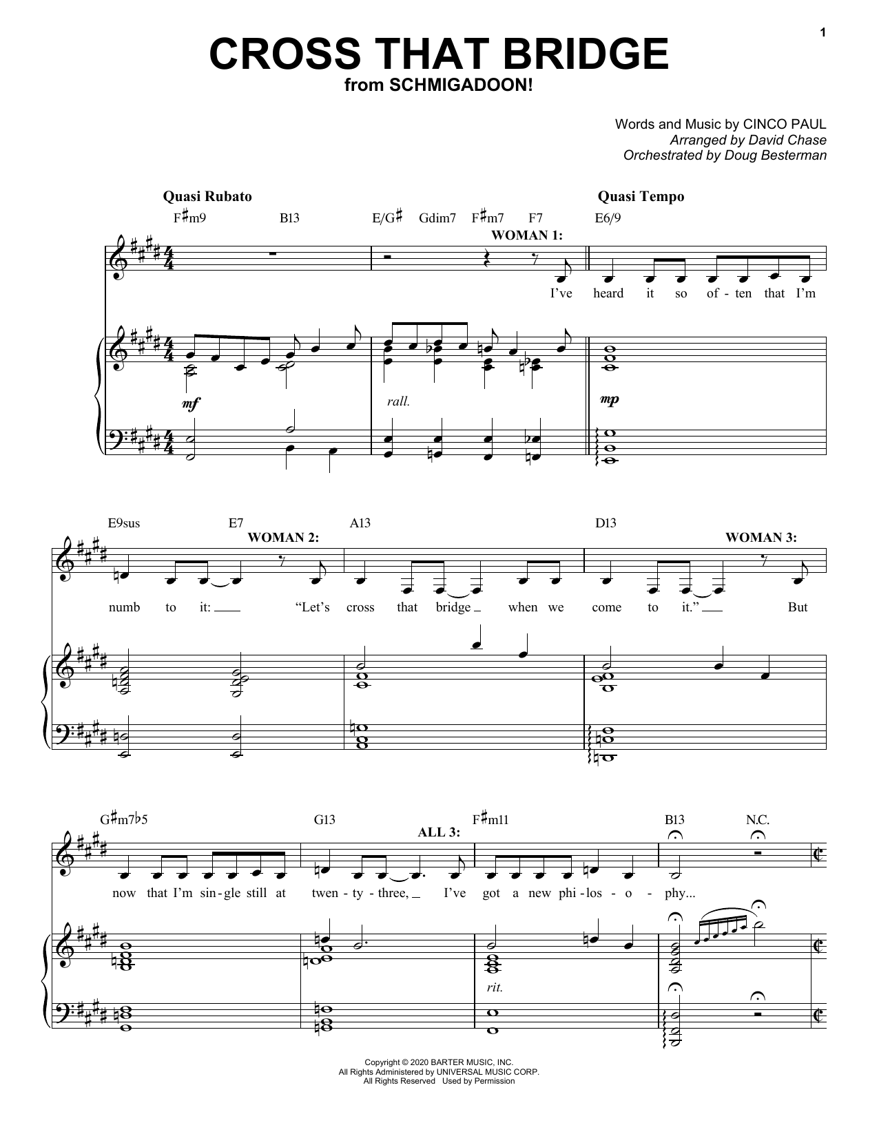 Cinco Paul Cross That Bridge (from Schmigadoon!) Sheet Music Notes & Chords for Piano & Vocal - Download or Print PDF