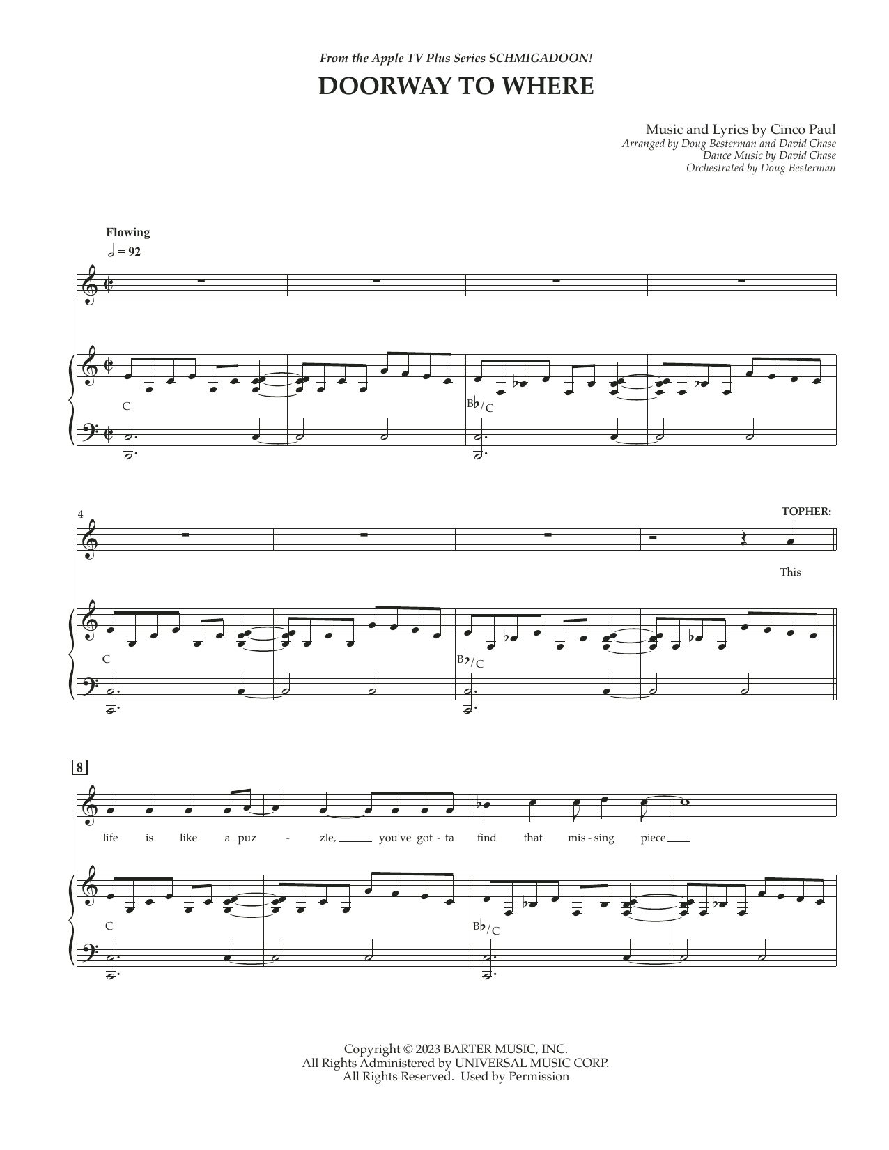 Cinco Paul Doorway To Where (from Schmigadoon! Season 2) Sheet Music Notes & Chords for Piano & Vocal - Download or Print PDF