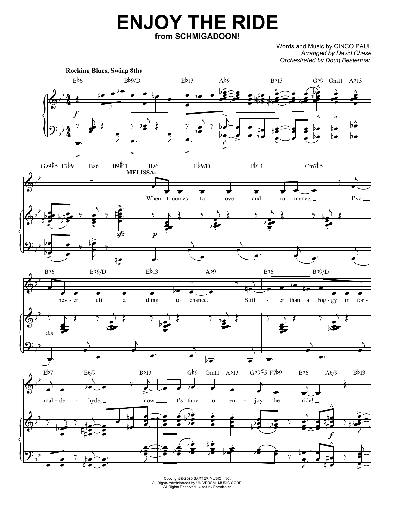 Cinco Paul Enjoy The Ride (from Schmigadoon!) Sheet Music Notes & Chords for Piano & Vocal - Download or Print PDF