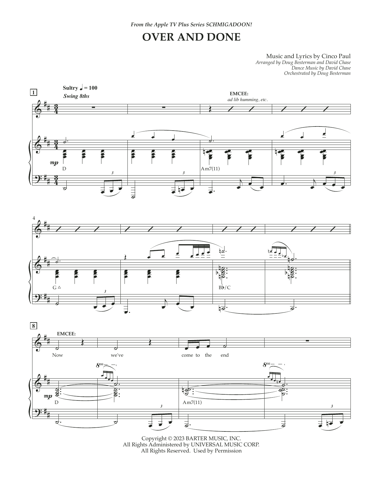 Cinco Paul Over And Done (from Schmigadoon! Season 2) Sheet Music Notes & Chords for Piano & Vocal - Download or Print PDF