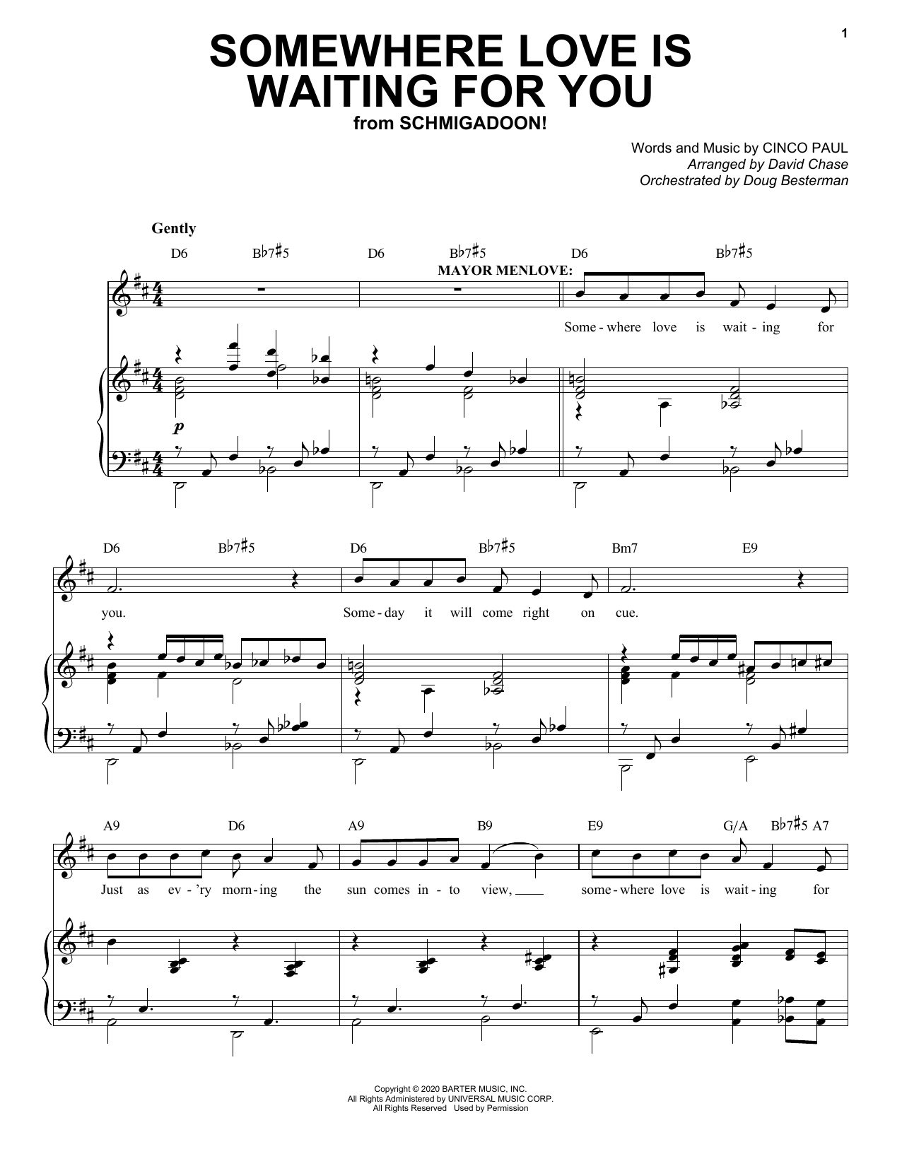 Cinco Paul Somewhere Love Is Waiting For You (from Schmigadoon!) Sheet Music Notes & Chords for Piano & Vocal - Download or Print PDF