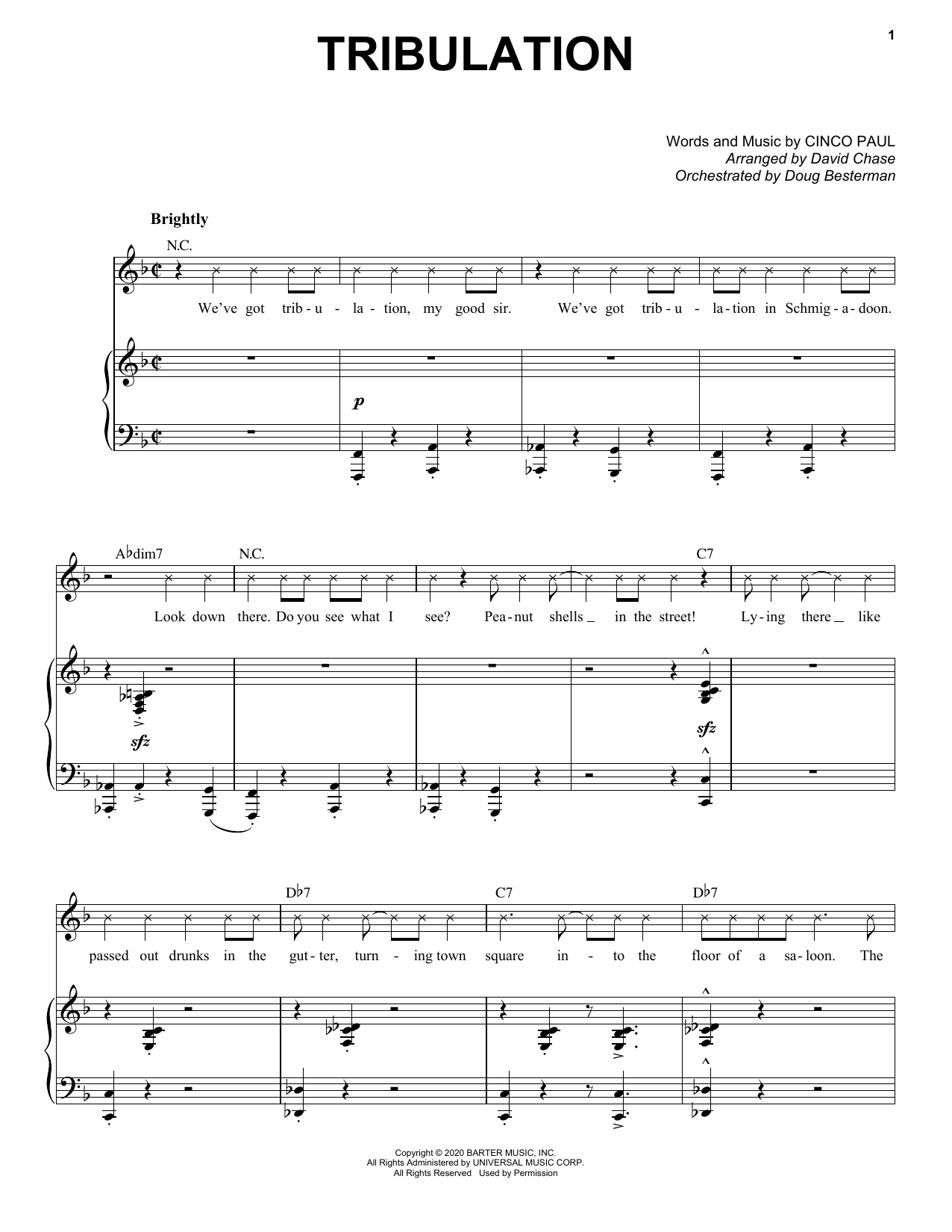 Cinco Paul Tribulation (from Schmigadoon!) Sheet Music Notes & Chords for Piano & Vocal - Download or Print PDF