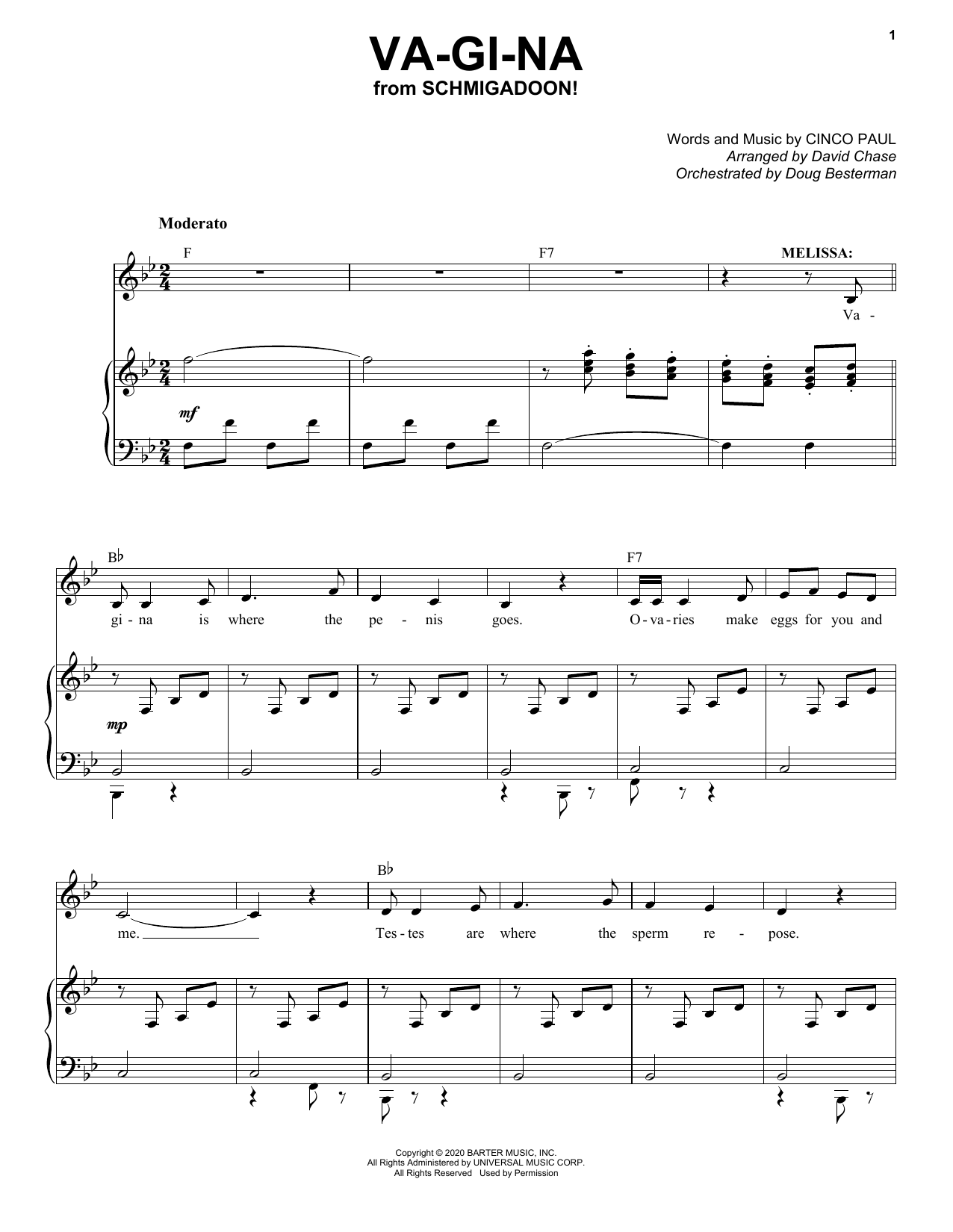 Cinco Paul Va-Gi-Na (from Schmigadoon!) Sheet Music Notes & Chords for Piano & Vocal - Download or Print PDF