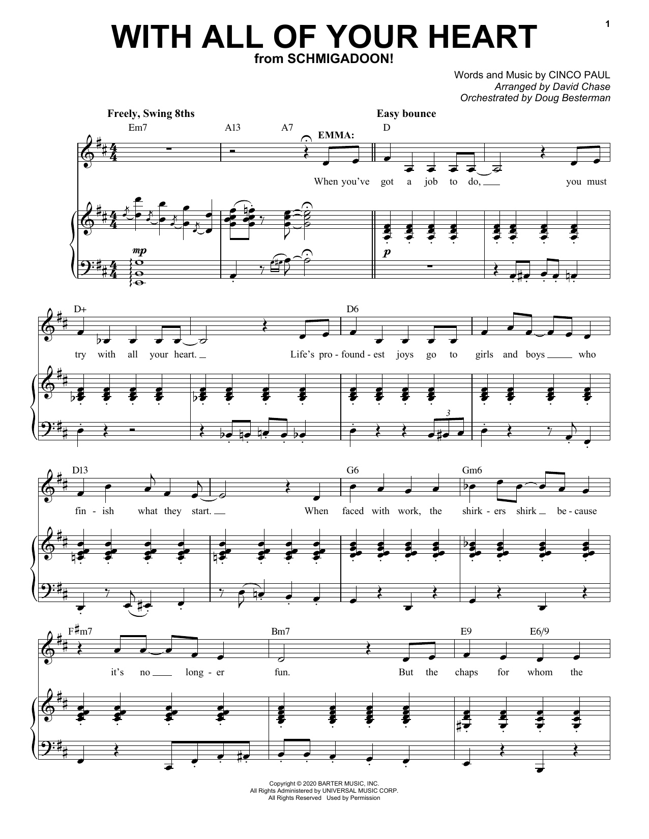 Cinco Paul With All Of Your Heart (from Schmigadoon!) Sheet Music Notes & Chords for Piano & Vocal - Download or Print PDF