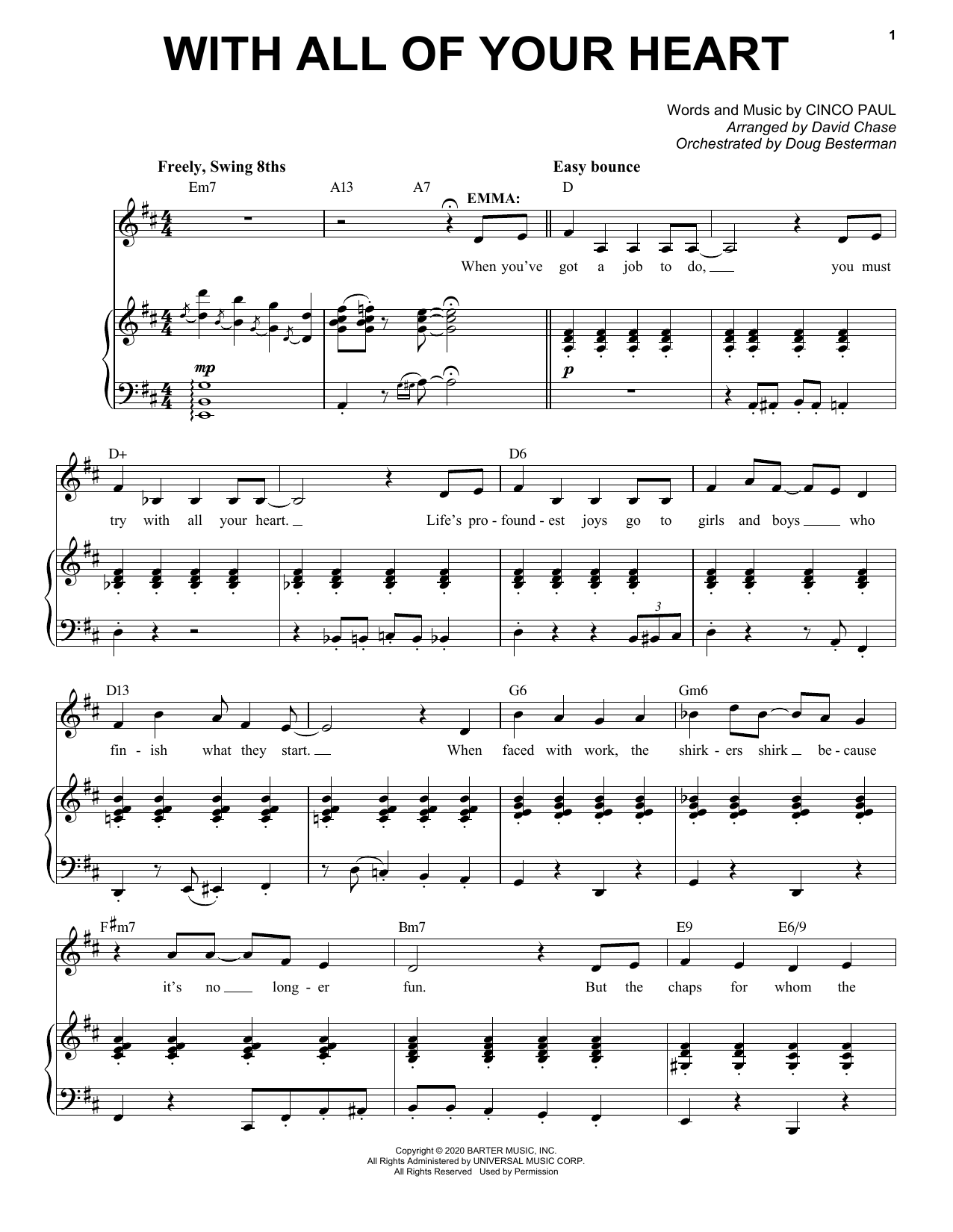 Cinco Paul With All Of Your Heart (from Schmigadoon!) Sheet Music Notes & Chords for Piano & Vocal - Download or Print PDF